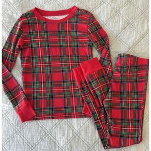NEW NWT Unisex Sz 12 Red Plaid 2 Pc Snug Fitting Lounge Pajamas Set OLD NAVY